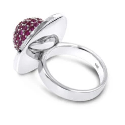 14K White Gold Diamond & Pink Sapphire Cocktail Ring For Women 3.25 -Urban Jewels Shop diamond fashion rings pink sapphire cocktail ring 325 p 6814 backwh