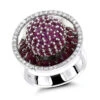 14K White Gold Diamond & Pink Sapphire Cocktail Ring For Women 3.25