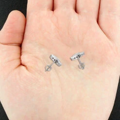 Diamond Heart Earrings Studs: 10K White Gold Pave Diamonds 0.5ct -Urban Jewels Shop diamond heart earrings studs 10k gold pave diamonds 05ct 4