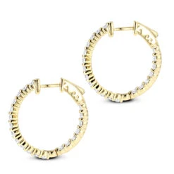 Diamond Hoop Earrings 2.20ct 14K Yellow Gold Inside Out -Urban Jewels Shop diamond hoop earrings 220ct 14k inside out p 45375 backye
