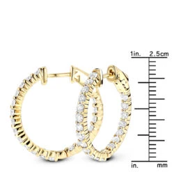 Diamond Hoop Earrings 2.20ct 14K Yellow Gold Inside Out -Urban Jewels Shop diamond hoop earrings 220ct 14k inside out p 45375 rulerye