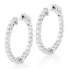 1in Diamond Hoops 14K White Gold Inside Out Diamond Hoop Earrings For Women 2.2ct
