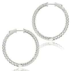Diamond Hoops 14K White Gold Diamond Hoop Earrings Inside Out 3.5ct -Urban Jewels Shop diamond hoops 14k diamond hoop earrings inside out 444 p 7044 backwh