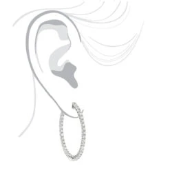 Diamond Hoops 14K White Gold Diamond Hoop Earrings Inside Out 3.5ct -Urban Jewels Shop diamond hoops 14k diamond hoop earrings inside out 444 p 7044 bodwh