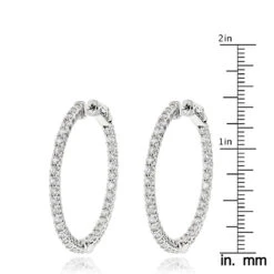 Diamond Hoops 14K White Gold Diamond Hoop Earrings Inside Out 3.5ct -Urban Jewels Shop diamond hoops 14k diamond hoop earrings inside out 444 p 7044 rulerwh