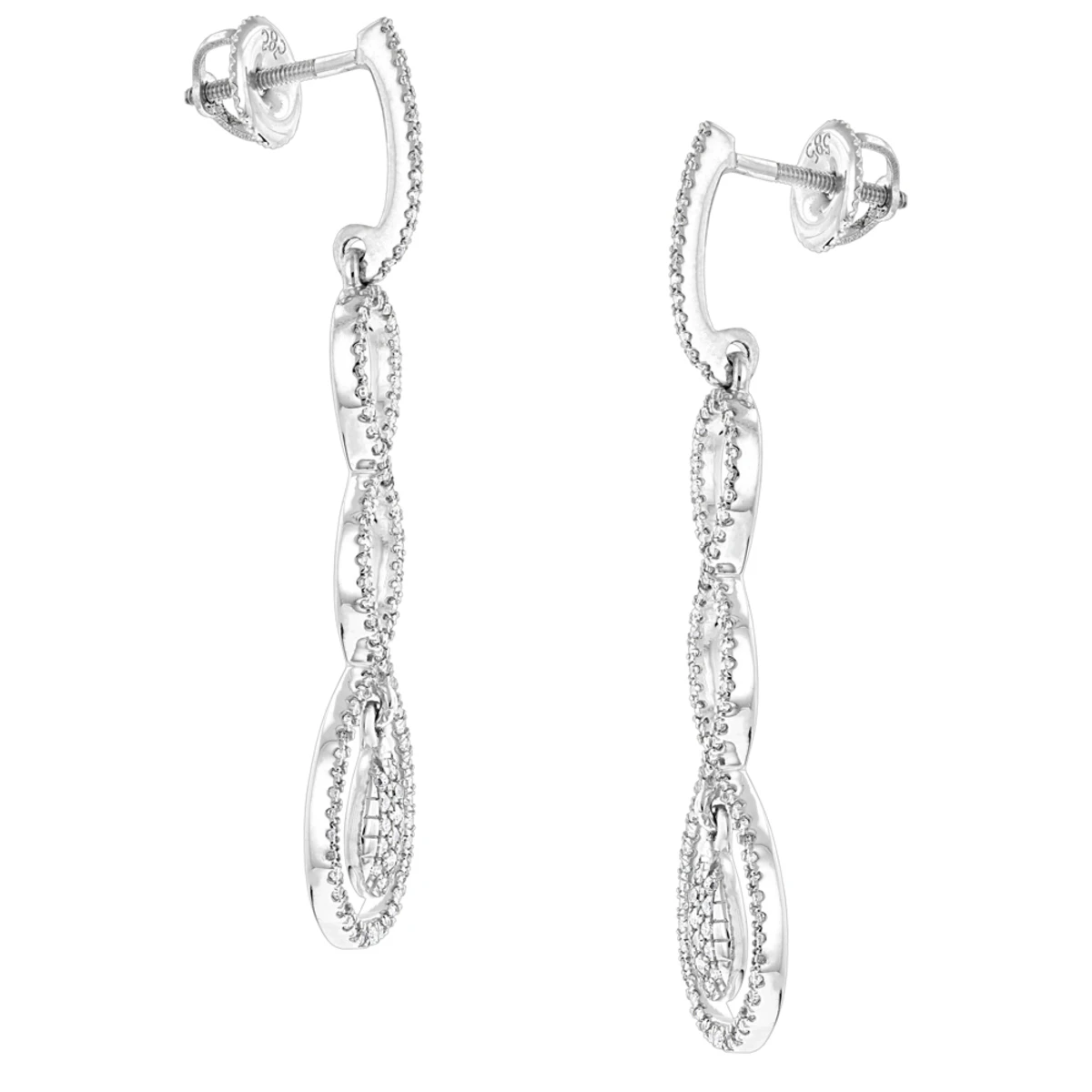 Diamond Infinity Earrings For Women 14K White Gold 0.5ct 4 Diamond Infinity Earrings For Women 14K White Gold 0.5ct - Image 4