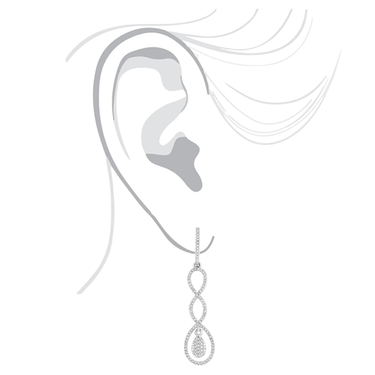 Diamond Infinity Earrings For Women 14K White Gold 0.5ct 6 Diamond Infinity Earrings For Women 14K White Gold 0.5ct - Image 6