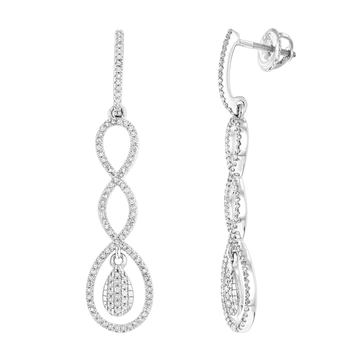 Diamond Infinity Earrings For Women 14K White Gold 0.5ct 1 Diamond Infinity Earrings For Women 14K White Gold 0.5ct