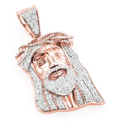 Diamond Jesus Head Pendant 0.75ct 10K White Gold Mini Jesus Face Charm -Urban Jewels Shop diamond jesus head pendant 09ct 10k mini jesus head ro