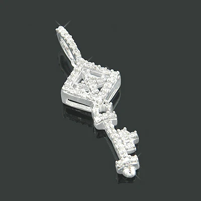 Diamond Key Pendant 0.15ct 10K White Gold 1 Diamond Key Pendant 0.15ct 10K White Gold