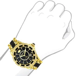 Diamond Men's & Women's Black Ceramic Yellow Gold Pld Luxurman Galaxy -Urban Jewels Shop diamond mens womens black ceramic watches yellow gold pld luxurman galaxybod