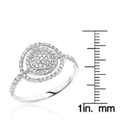 14K White Gold Designer Diamond Circle Ring 0.5 Ctw -Urban Jewels Shop diamond rings 14k gold designer diamond circle ring 63 p 6509 rulerwh