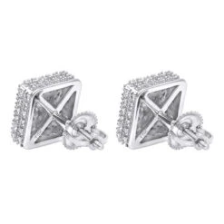 Pave Diamond Stud Earrings Under 300 - 10K White Gold Square Studs 0.33ct -Urban Jewels Shop diamond stud earrings under 300 10k gold studs 029ct backwh
