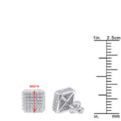 Pave Diamond Stud Earrings Under 300 - 10K White Gold Square Studs 0.33ct -Urban Jewels Shop diamond stud earrings under 300 10k gold studs 029ct rulerwh