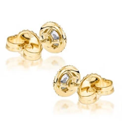 14K Yellow Gold Halo Design 1 Carat Diamond Stud Earrings For Men & Women Sale -Urban Jewels Shop diamond studs 14k cluster diamond stud earrings 70ct p 6934 backye 1