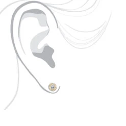 14K Yellow Gold Halo Design 1 Carat Diamond Stud Earrings For Men & Women Sale -Urban Jewels Shop diamond studs 14k cluster diamond stud earrings 70ct p 6934 bodye 1