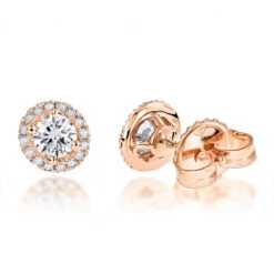 14K Yellow Gold Halo Design 1 Carat Diamond Stud Earrings For Men & Women Sale -Urban Jewels Shop diamond studs 14k cluster diamond stud earrings 70ct p 6934 ro 1