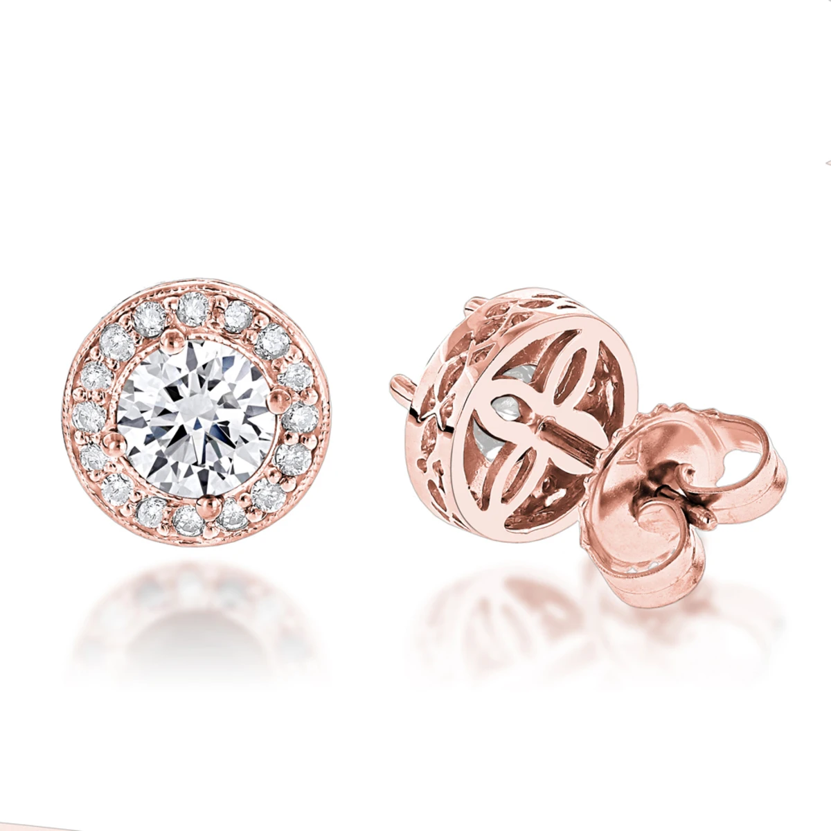 Diamond Studs 14K White Gold Cluster Diamond Stud Earrings .82ct 3 Diamond Studs 14K White Gold Cluster Diamond Stud Earrings .82ct - Image 3