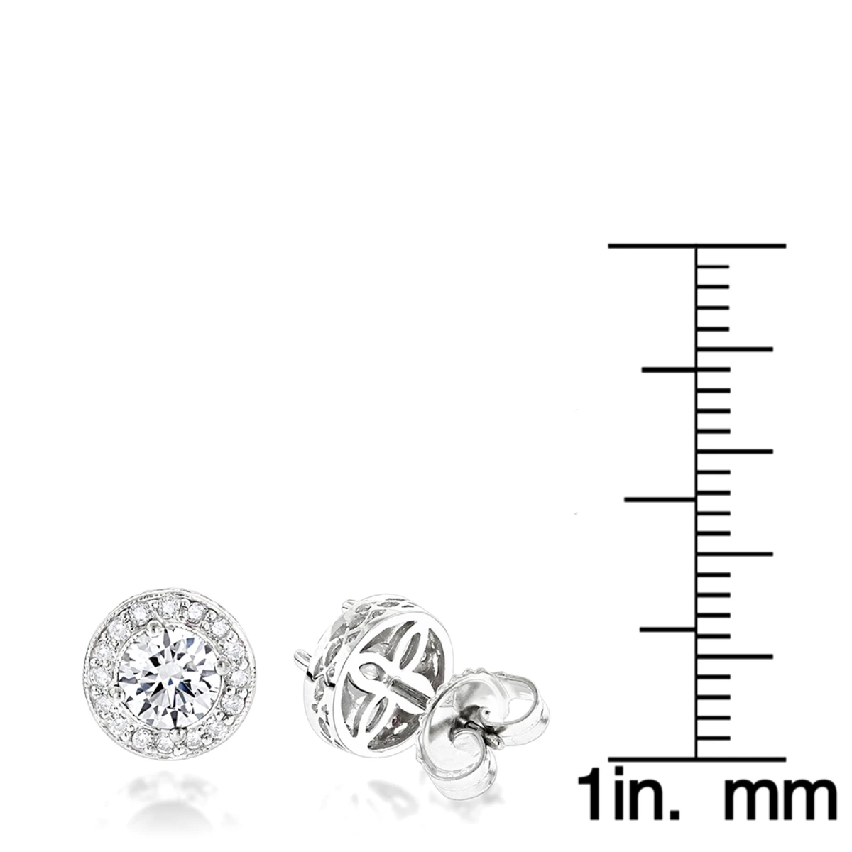 Diamond Studs 14K White Gold Cluster Diamond Stud Earrings .82ct 6 Diamond Studs 14K White Gold Cluster Diamond Stud Earrings .82ct - Image 6