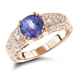 Diamond Tanzanite Engagement Ring For Women 14K White Gold 0.3 Ctd 1.5ctt -Urban Jewels Shop diamond tanzanite engagement ring for women 14k gold 029ctd 15ctt ro