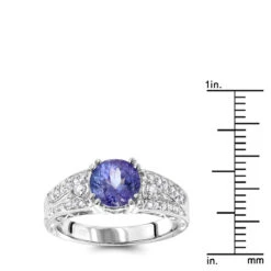 Diamond Tanzanite Engagement Ring For Women 14K White Gold 0.3 Ctd 1.5ctt -Urban Jewels Shop diamond tanzanite engagement ring for women 14k gold 029ctd 15ctt rulerwh