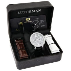 Luxurman Men's Diamond Watch 0.18ct -Urban Jewels Shop diamond watches luxurman mens diamond watch 018ct p 35207box