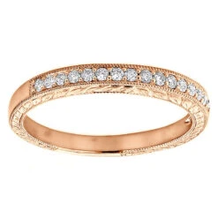 Diamond Wedding Band For Women 1/3ct Thin Antique Style Ring 14K White Gold -Urban Jewels Shop diamond wedding band for women 12ct thin antique style ring 14k gold ro