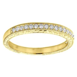 Diamond Wedding Band For Women 1/3ct Thin Antique Style Ring 14K White Gold -Urban Jewels Shop diamond wedding band for women 12ct thin antique style ring 14k gold ye