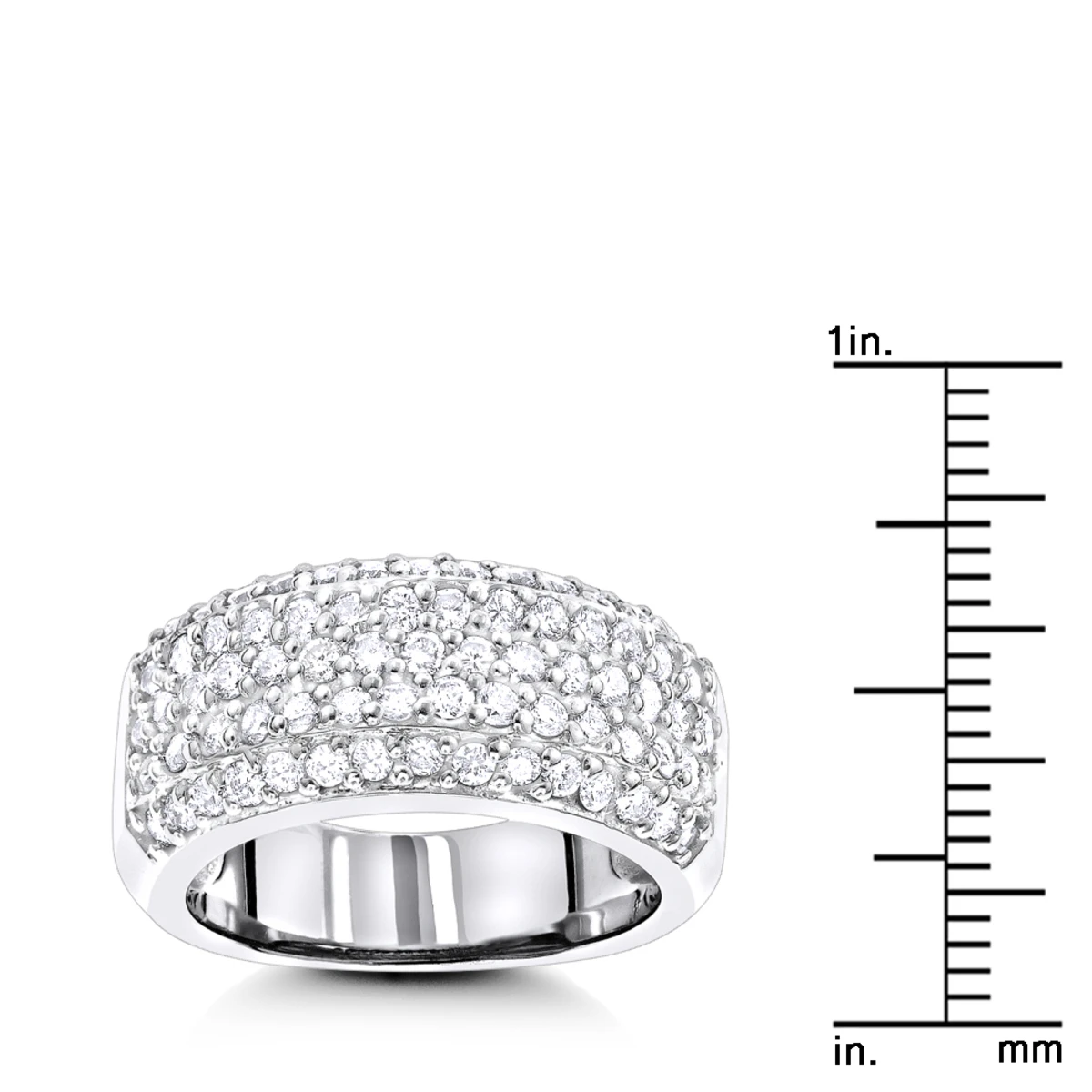 Diamond Wedding Bands 14K White Gold Pave Diamond Band 1.5ct 5 Diamond Wedding Bands 14K White Gold Pave Diamond Band 1.5ct - Image 5