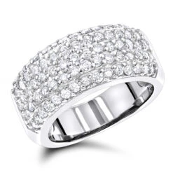 Diamond Wedding Bands 14K White Gold Pave Diamond Band 1.5ct