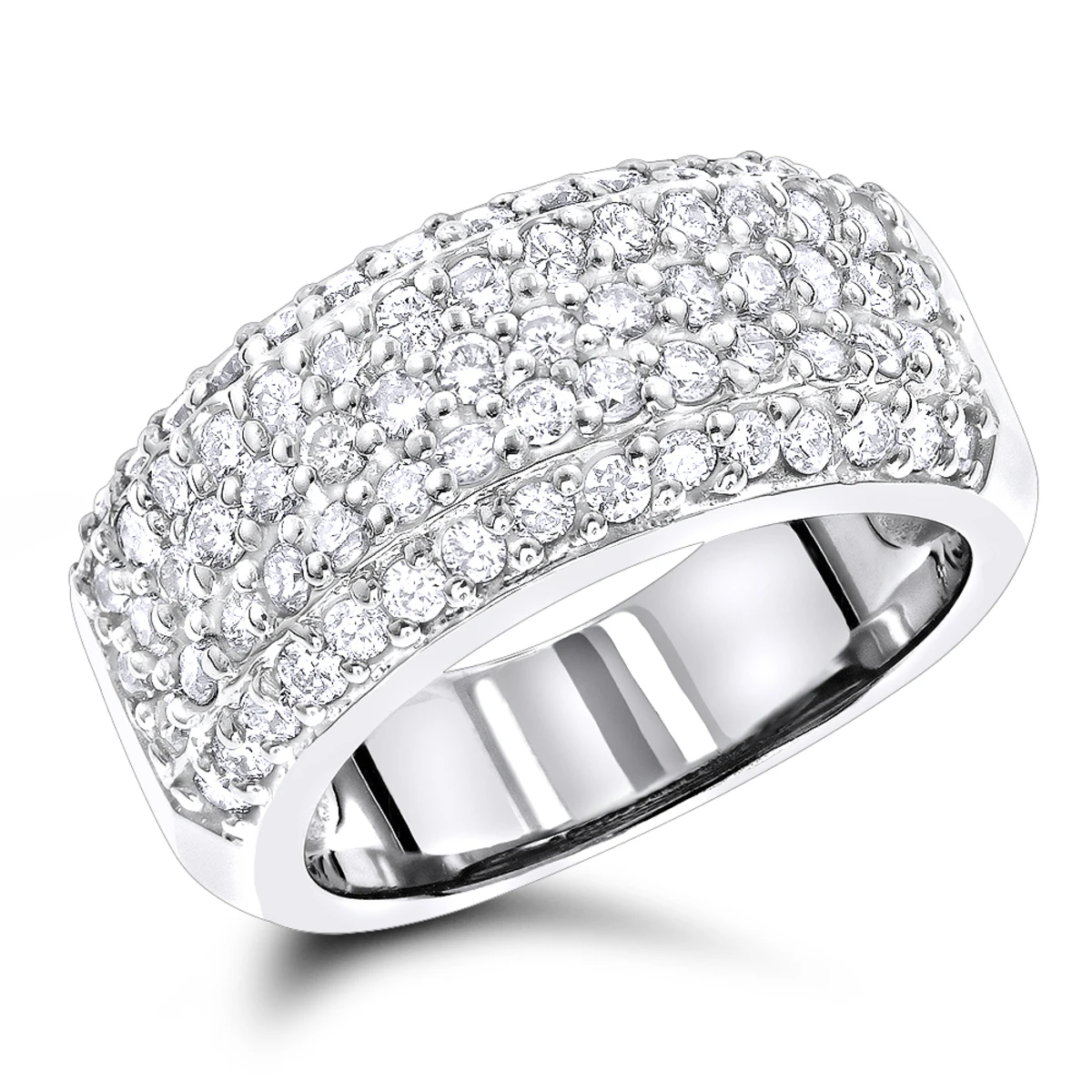 Diamond Wedding Bands 14K White Gold Pave Diamond Band 1.5ct 1 Diamond Wedding Bands 14K White Gold Pave Diamond Band 1.5ct