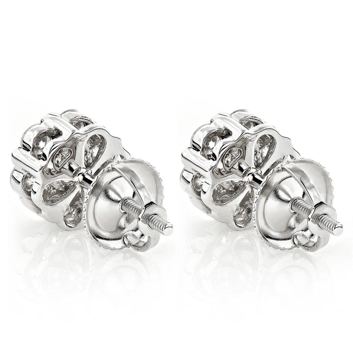 Discount Diamond Earrings In Sterling Silver 0.92ct Cluster Studs 2 Discount Diamond Earrings In Sterling Silver 0.92ct Cluster Studs - Image 2