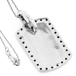 Engravable Small 14K White Gold Black Diamond Dog Tag Pendant .80ct -Urban Jewels Shop dog tag jewelry 14k black diamond dog tag pendant 80ct p 7168 backwh
