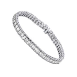 Emerald Cut Diamond Tennis Bracelet 16ct Platinum