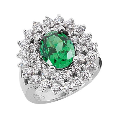 14K White Gold Ladies Gemstone Diamond & Emerald Ring 1.96ctd 3cte 1 14K White Gold Ladies Gemstone Diamond & Emerald Ring 1.96ctd 3cte