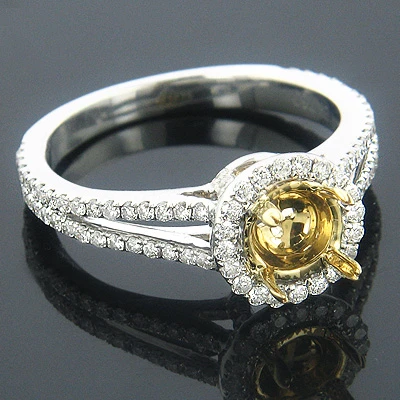 Halo Engagement Ring Settings 18K White Gold Diamond Ring Setting .64ct 1 Halo Engagement Ring Settings 18K White Gold Diamond Ring Setting .64ct