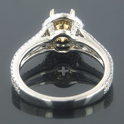 Halo Engagement Ring Settings 18K White Gold Diamond Ring Setting .64ct 2 Halo Engagement Ring Settings 18K White Gold Diamond Ring Setting .64ct - Image 2