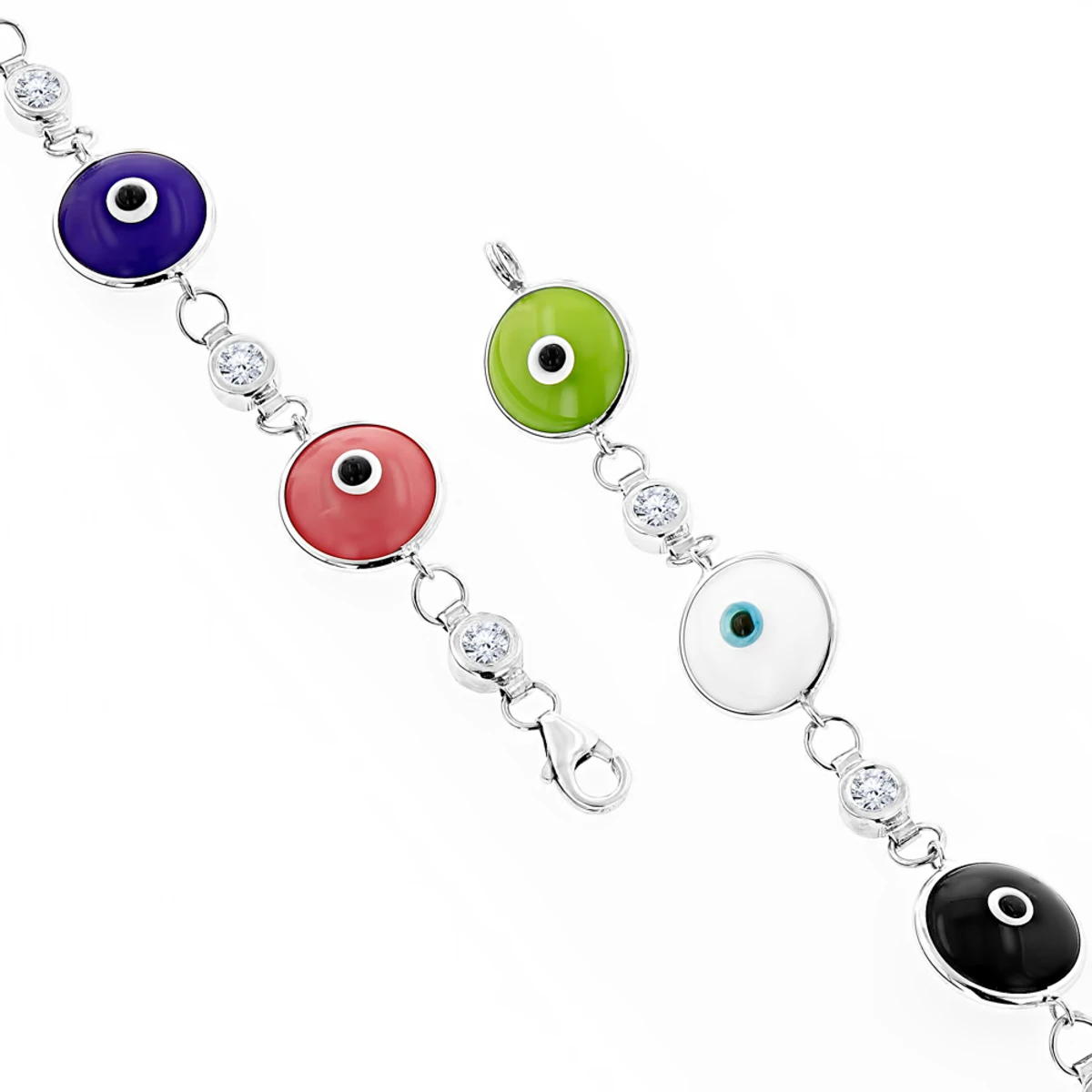 Evil Eyes 14K White Gold Diamond Evil Eye Bracelet Multicolor 0.70 4 Evil Eyes 14K White Gold Diamond Evil Eye Bracelet Multicolor 0.70 - Image 4