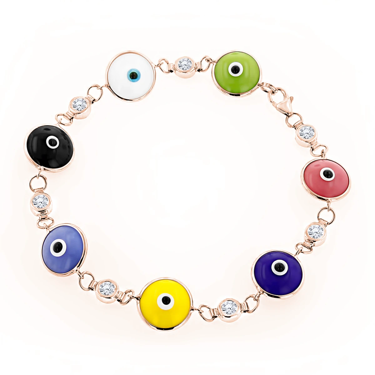 Evil Eyes 14K White Gold Diamond Evil Eye Bracelet Multicolor 0.70 3 Evil Eyes 14K White Gold Diamond Evil Eye Bracelet Multicolor 0.70 - Image 3