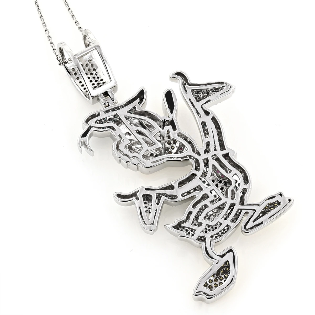 Fancy Diamond 10K White Gold Donald Duck Pendant 4.08ct 2 Fancy Diamond 10K White Gold Donald Duck Pendant 4.08ct - Image 2
