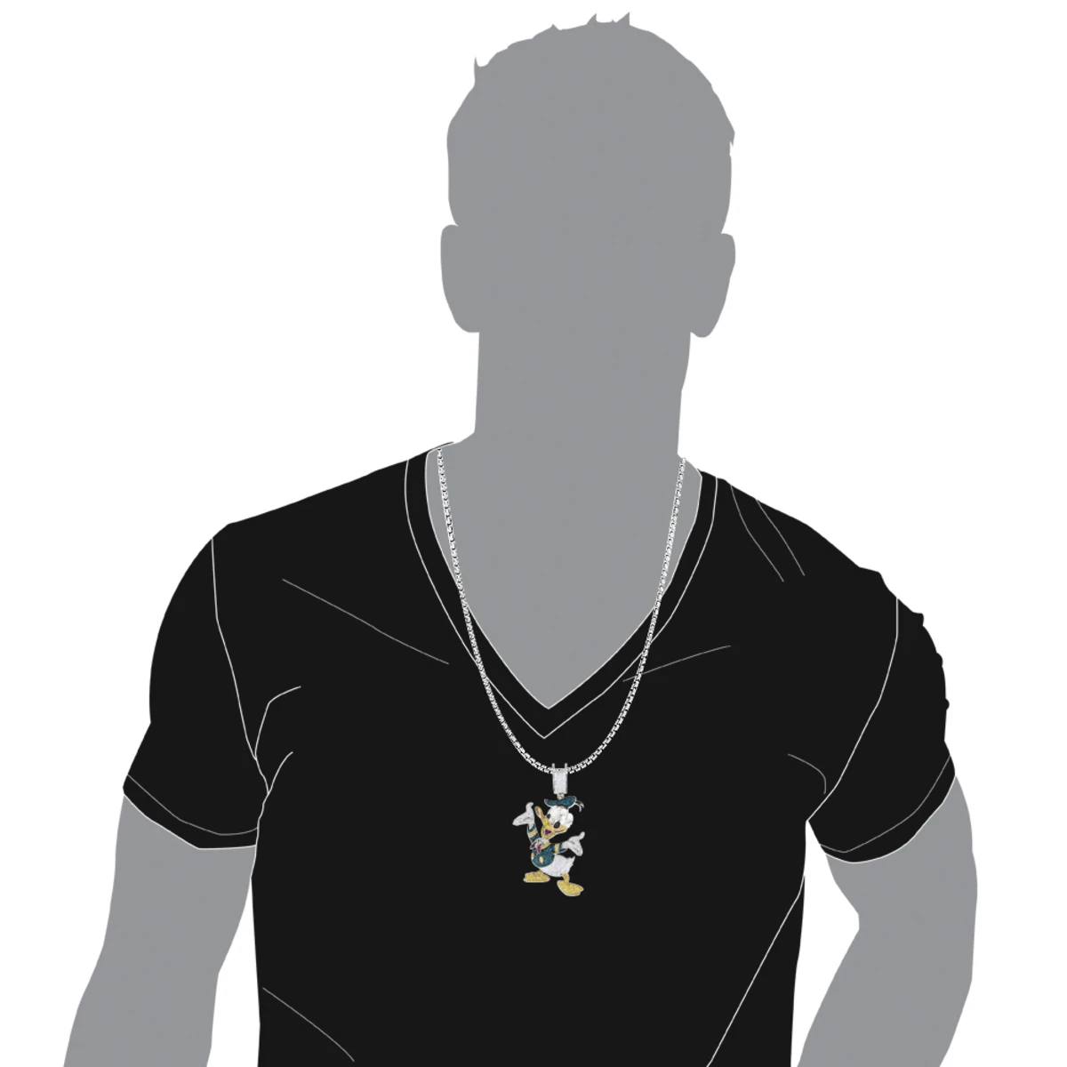 Fancy Diamond 10K White Gold Donald Duck Pendant 4.08ct 3 Fancy Diamond 10K White Gold Donald Duck Pendant 4.08ct - Image 3