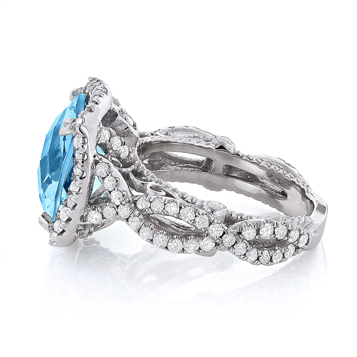 Blue Topaz Diamond Cocktail Ring 11ct 2 Blue Topaz Diamond Cocktail Ring 11ct - Image 2