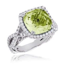 Lemon Quartz Diamond Cocktail Ring 11ct