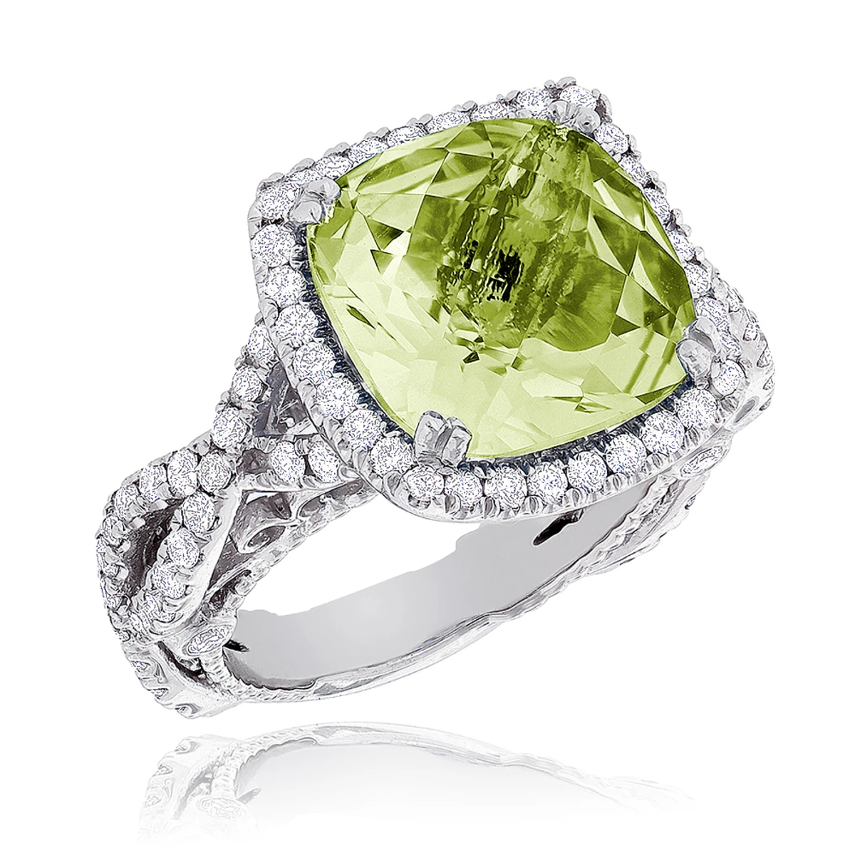 Lemon Quartz Diamond Cocktail Ring 11ct 1 Lemon Quartz Diamond Cocktail Ring 11ct