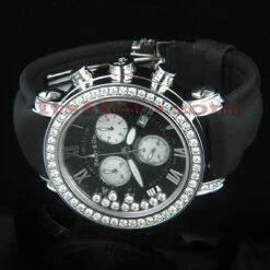 Floating Diamond Watch By Benny Co 4ct Men's Black