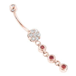 14K White Gold White & Pink Diamond Belly Button Flower Ring 0.75ct 7 14K White Gold White & Pink Diamond Belly Button Flower Ring 0.75ct -Urban Jewels Shop flower body jewelry white pink diamond belly button ring 066ct 14k ro