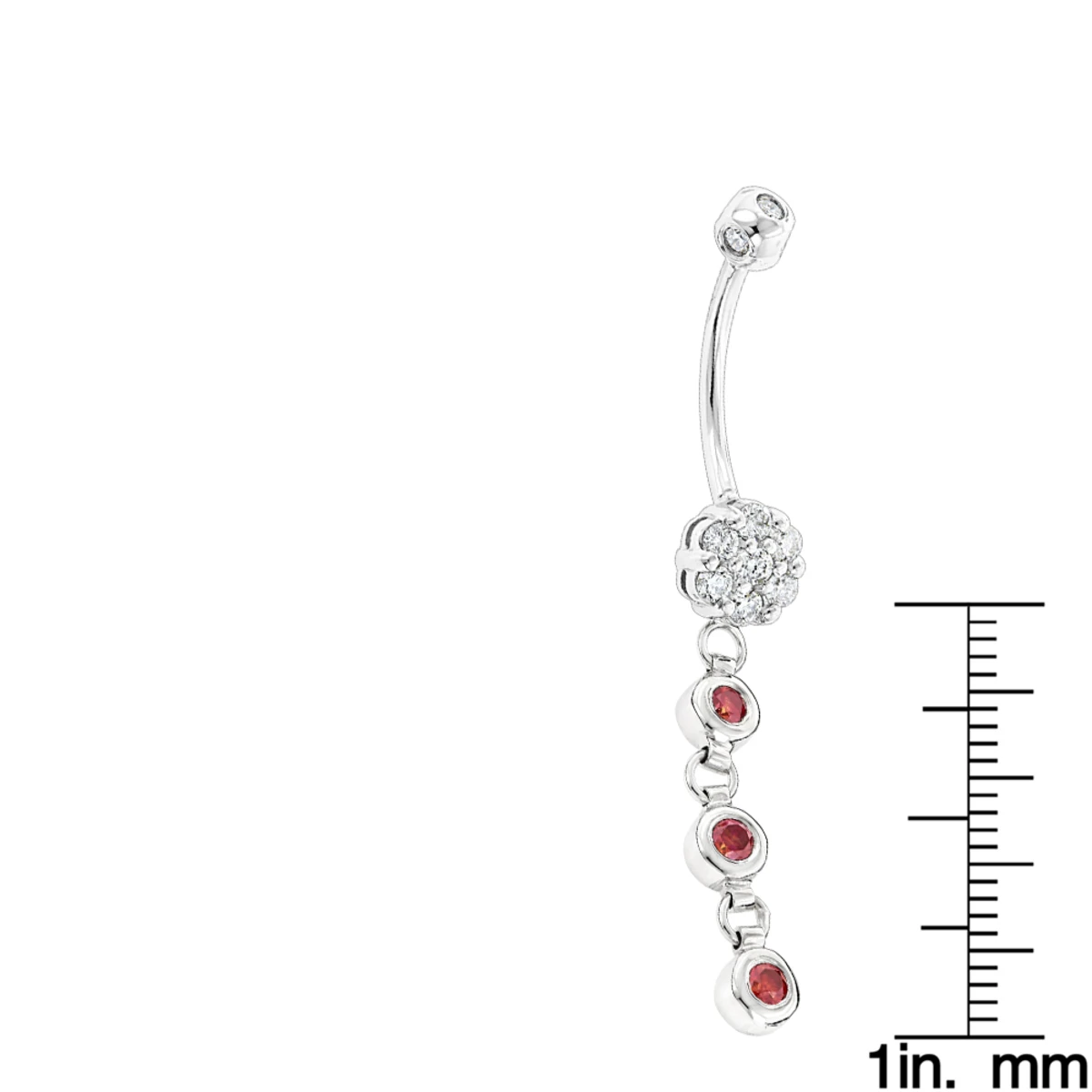 14K White Gold White & Pink Diamond Belly Button Flower Ring 0.75ct 5 14K White Gold White & Pink Diamond Belly Button Flower Ring 0.75ct - Image 5