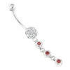 14K White Gold White & Pink Diamond Belly Button Flower Ring 0.75ct