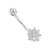 Flower Shaped 14K White Gold Diamond Navel Ring 0.55ct
