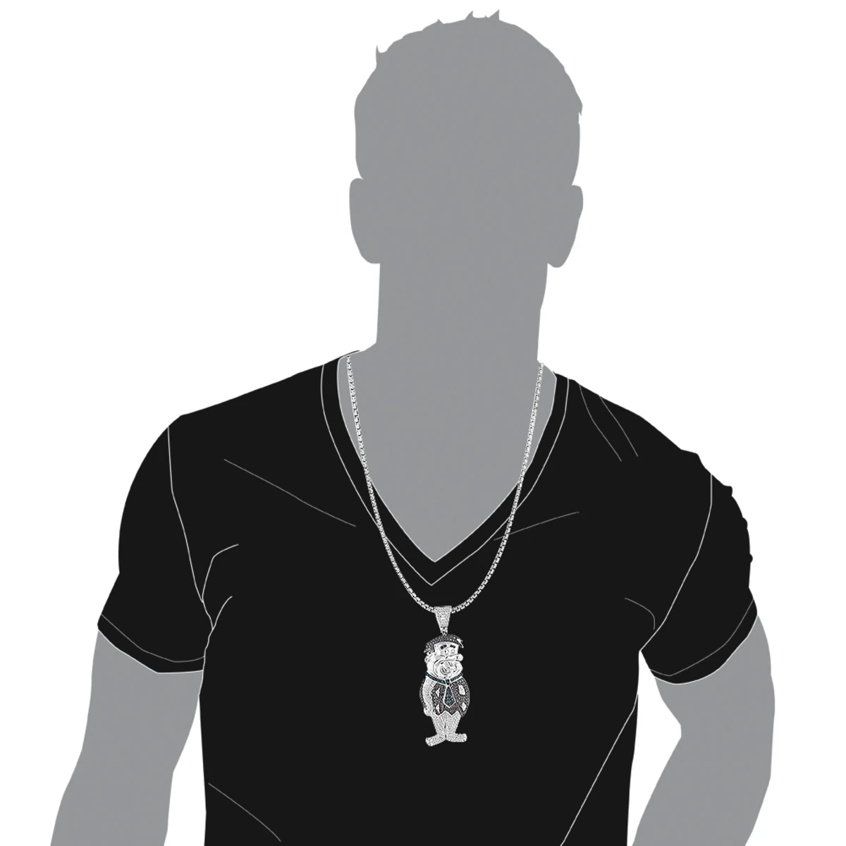 Fred Flintstones Diamond Pendant Sterling Silver Cartoon Character 2.25ct 3 Fred Flintstones Diamond Pendant Sterling Silver Cartoon Character 2.25ct - Image 3